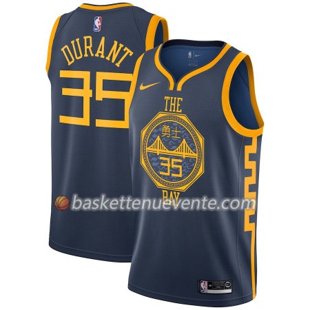 Maillot Basket Golden State Warriors Kevin Durant 35 2018-19 Nike City Edition Navy Swingman - Homme
